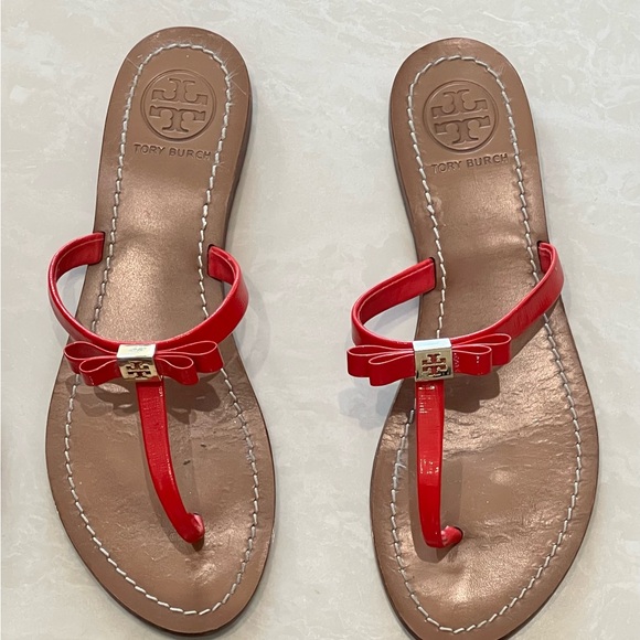 Tory Burch Red Bow Sandals - Picture 1 of 1